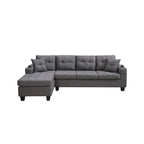 Canapé d'angle en L avec méridienne de rangement et porte-gobelet – Gris / Noir, Multi-places