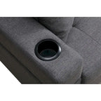 Canapé d'angle en L avec méridienne de rangement et porte-gobelet – Gris / Noir, Multi-places