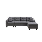 Canapé d'angle en L avec méridienne de rangement et porte-gobelet – Gris / Noir, Multi-places