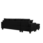 Canapé d'angle en L avec méridienne de rangement et porte-gobelet – Gris / Noir, Multi-places