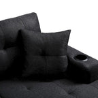 Canapé d'angle en L avec méridienne de rangement et porte-gobelet – Gris / Noir, Multi-places