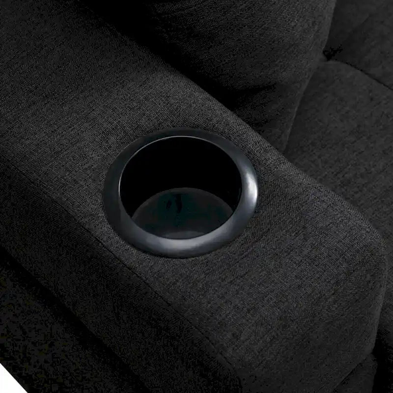 Canapé d'angle en L avec méridienne de rangement et porte-gobelet – Gris / Noir, Multi-places