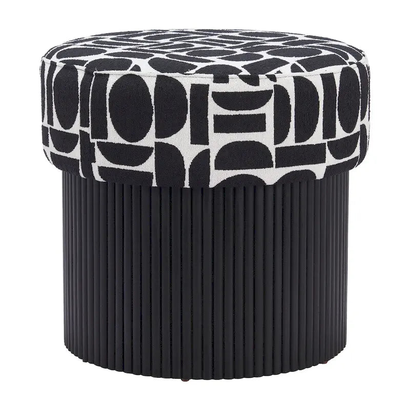 Pouffe de rangement noir et blanc, 1 personne