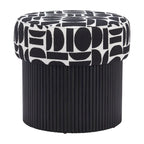 Pouffe de rangement noir et blanc, 1 personne