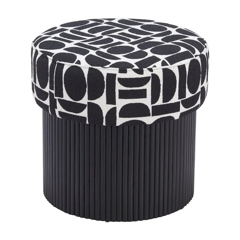 Pouffe de rangement noir et blanc, 1 personne