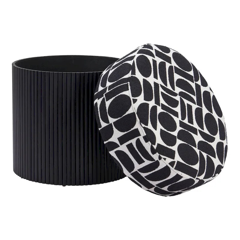 Pouffe de rangement noir et blanc, 1 personne