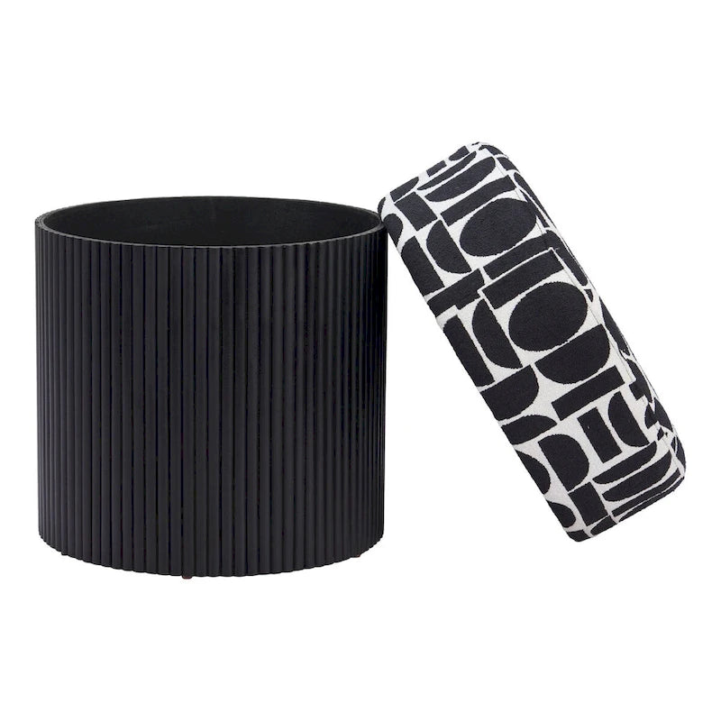 Pouffe de rangement noir et blanc, 1 personne