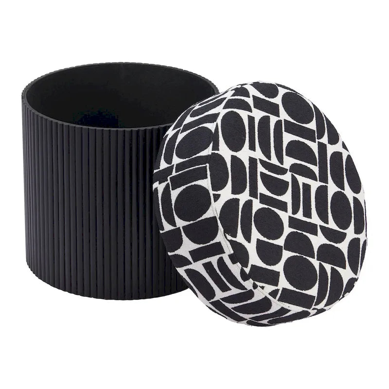 Pouffe de rangement noir et blanc, 1 personne
