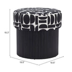 Pouffe de rangement noir et blanc, 1 personne