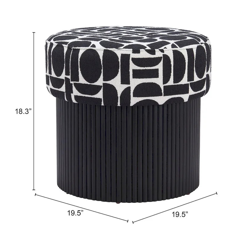 Pouffe de rangement noir et blanc, 1 personne