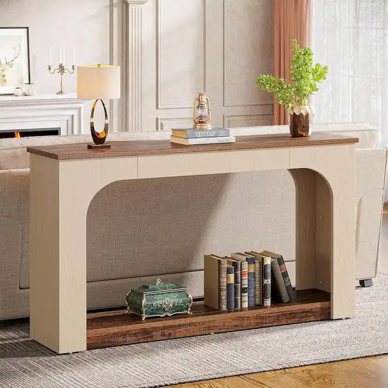 Console marron avec lumières LED, 1 personne, étagère ouverte