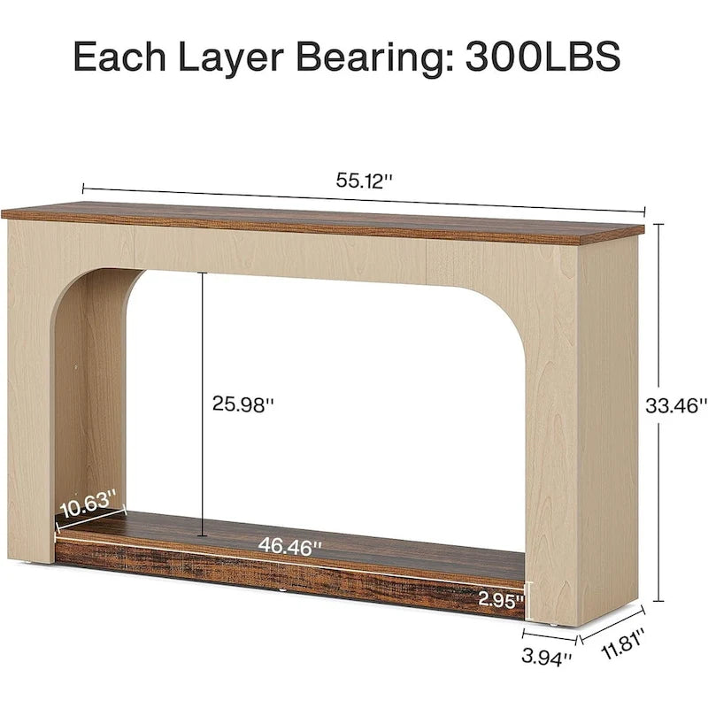 Console marron avec lumières LED, 1 personne, étagère ouverte