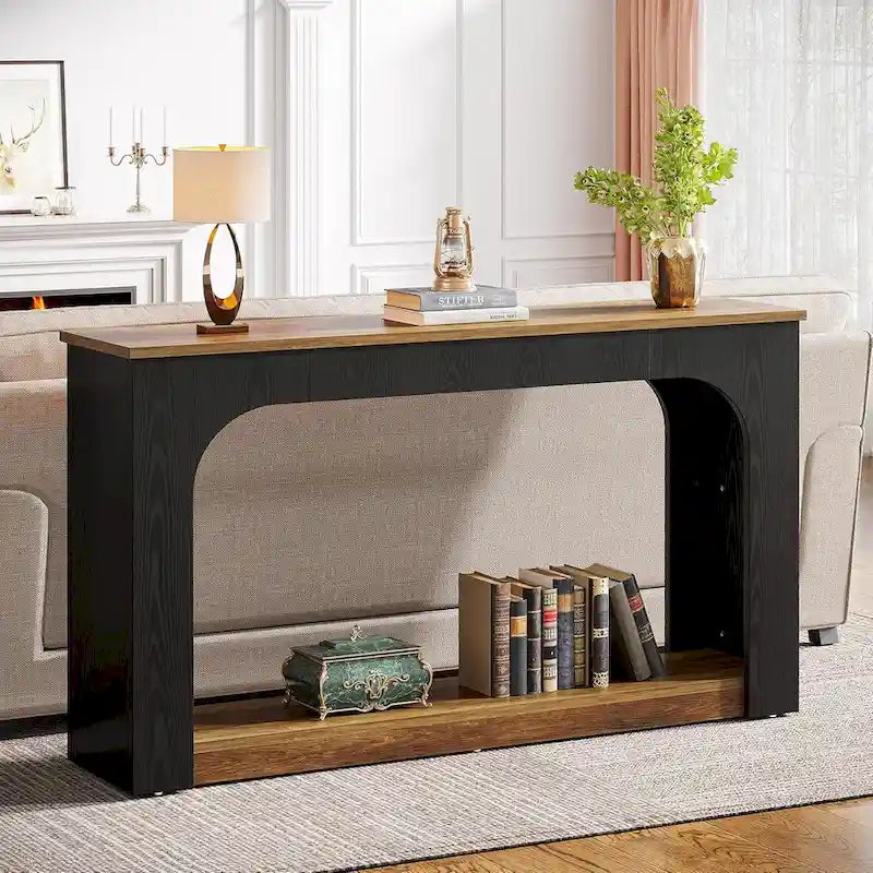 Console marron avec lumières LED, 1 personne, étagère ouverte