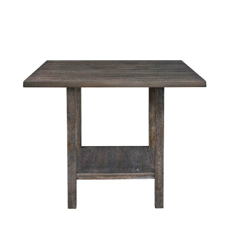 Table de comptoir carrée vieillie grise, style transitionnel, 4 places