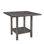 Table de comptoir carrée vieillie grise, style transitionnel, 4 places