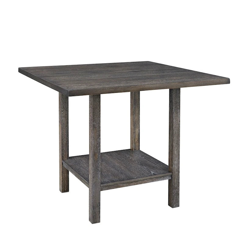 Table de comptoir carrée vieillie grise, style transitionnel, 4 places