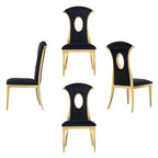Chaises de salle à manger en velours noir avec pieds dorés, lot de 2 / 4 / 6