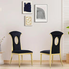 Chaises de salle à manger en velours noir avec pieds dorés, lot de 2 / 4 / 6