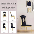 Chaises de salle à manger en velours noir avec pieds dorés, lot de 2 / 4 / 6