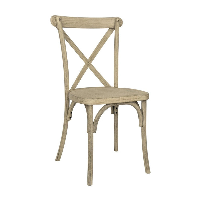 Chaise croisillon – Marron Foncé / Chêne Clair / Châtaignier | Intérieur & Extérieur | Une place