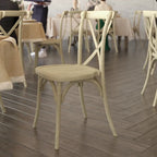 Chaise croisillon – Marron Foncé / Chêne Clair / Châtaignier | Intérieur & Extérieur | Une place