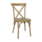 Chaise croisillon – Marron Foncé / Chêne Clair / Châtaignier | Intérieur & Extérieur | Une place