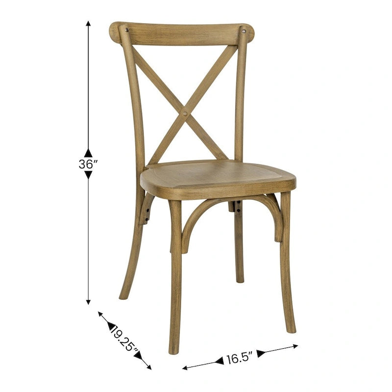 Chaise croisillon – Marron Foncé / Chêne Clair / Châtaignier | Intérieur & Extérieur | Une place