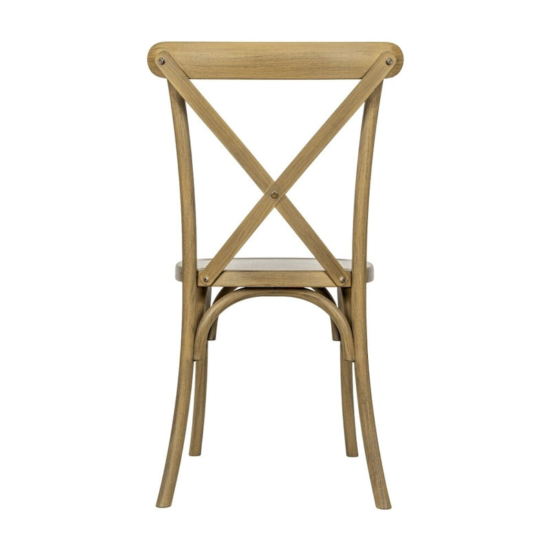 Chaise croisillon – Marron Foncé / Chêne Clair / Châtaignier | Intérieur & Extérieur | Une place