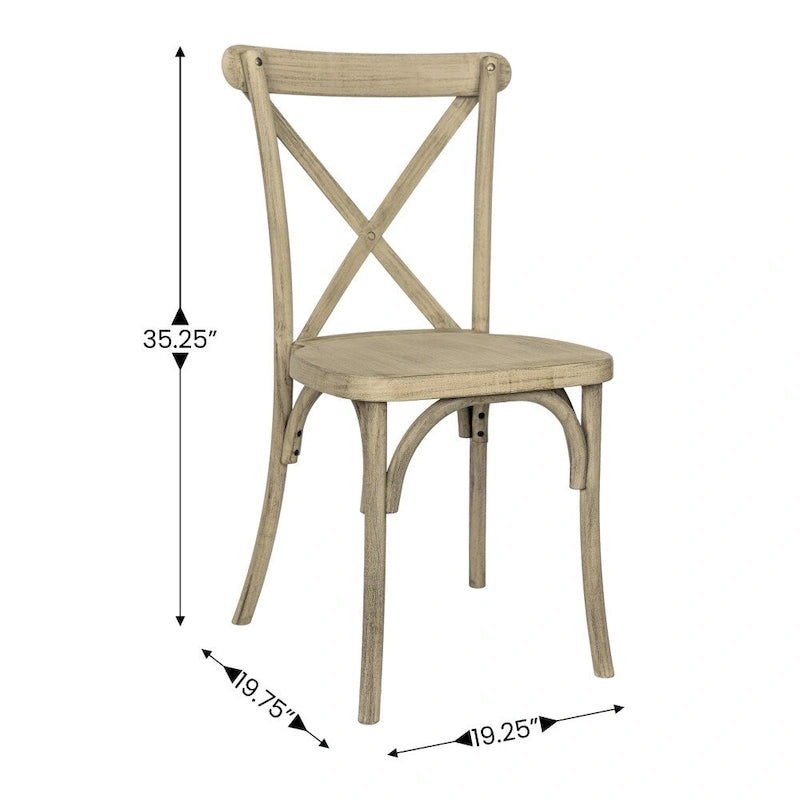 Chaise croisillon – Marron Foncé / Chêne Clair / Châtaignier | Intérieur & Extérieur | Une place
