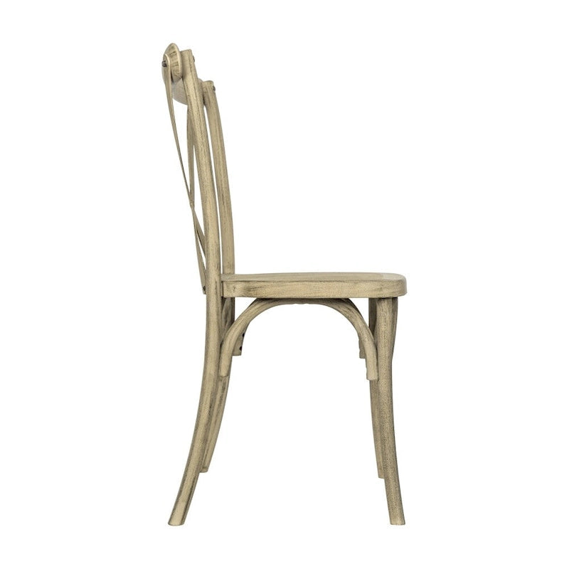 Chaise croisillon – Marron Foncé / Chêne Clair / Châtaignier | Intérieur & Extérieur | Une place