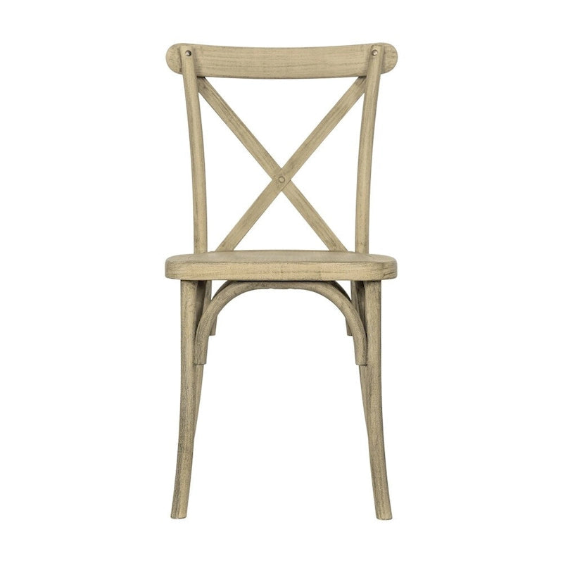 Chaise croisillon – Marron Foncé / Chêne Clair / Châtaignier | Intérieur & Extérieur | Une place