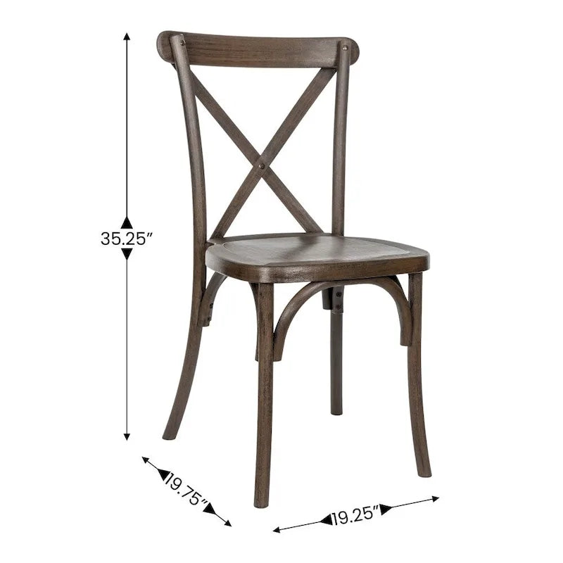 Chaise croisillon – Marron Foncé / Chêne Clair / Châtaignier | Intérieur & Extérieur | Une place
