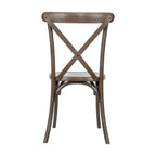 Chaise croisillon – Marron Foncé / Chêne Clair / Châtaignier | Intérieur & Extérieur | Une place