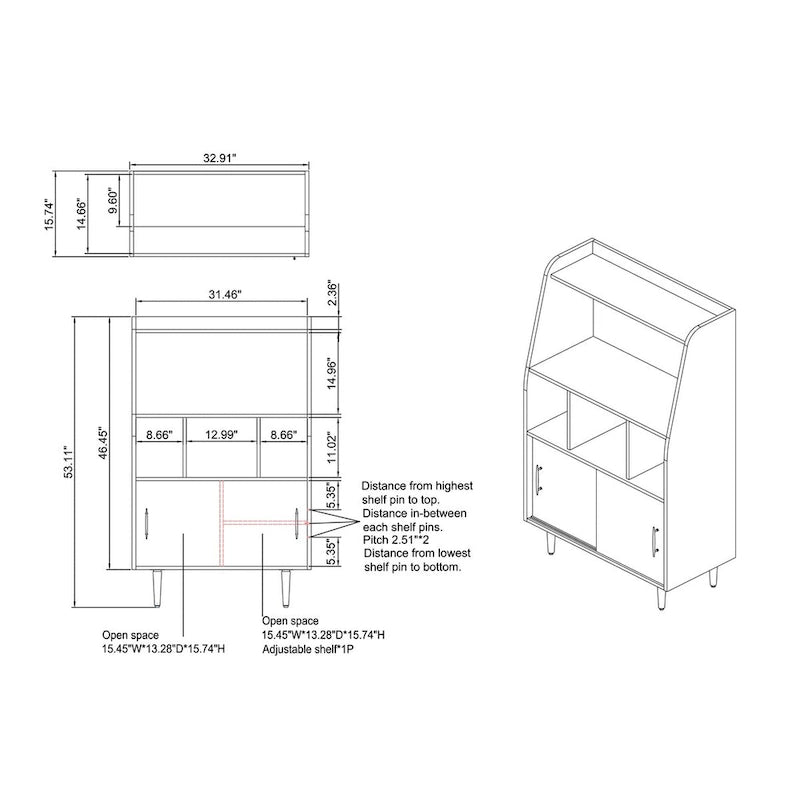 Buffet Wenge contemporain multi-rangements, simple