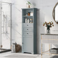 Meuble de Rangement Salle de Bain Indépendant Gris/Blanc avec 3 Tiroirs et Étagères Réglables