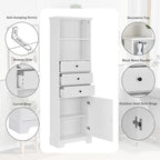 Meuble de Rangement Salle de Bain Indépendant Gris/Blanc avec 3 Tiroirs et Étagères Réglables
