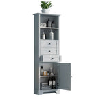 Meuble de Rangement Salle de Bain Indépendant Gris/Blanc avec 3 Tiroirs et Étagères Réglables