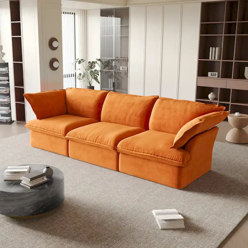 Canapé en velours, Rouge / Orange / Bleu / Vert, 3 ou 4 places