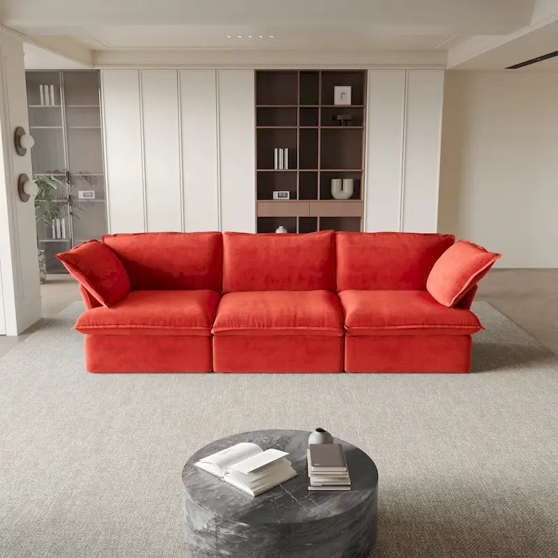 Canapé en velours, Rouge / Orange / Bleu / Vert, 3 ou 4 places