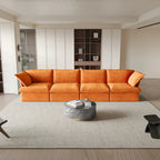 Canapé en velours, Rouge / Orange / Bleu / Vert, 3 ou 4 places