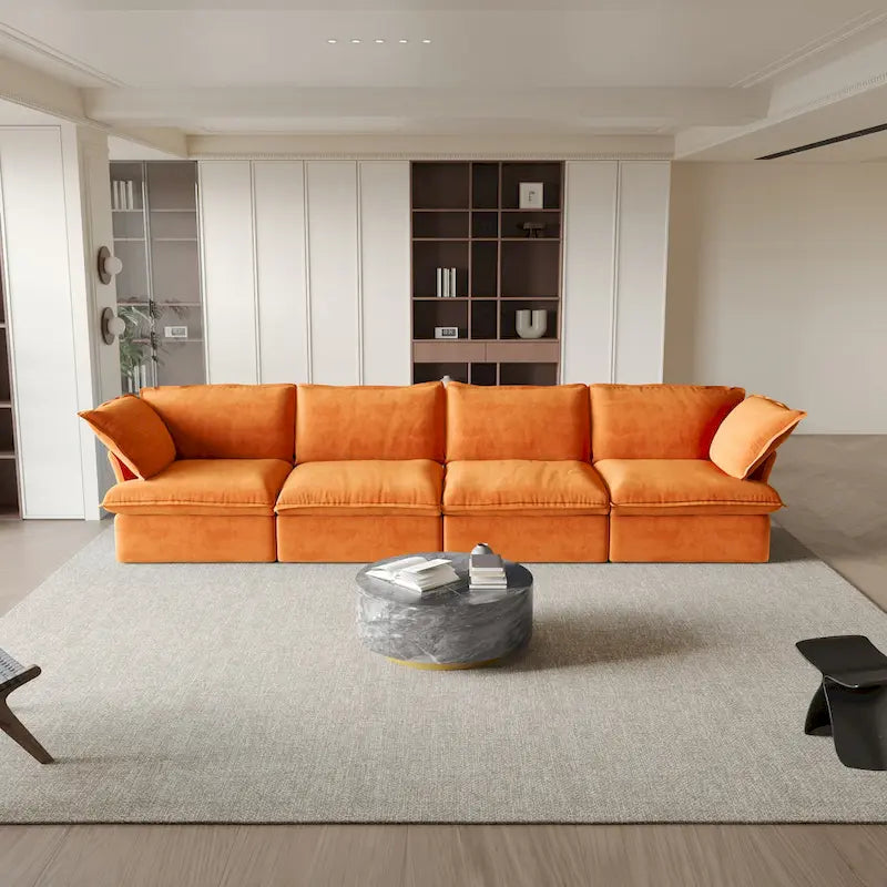 Canapé en velours, Rouge / Orange / Bleu / Vert, 3 ou 4 places