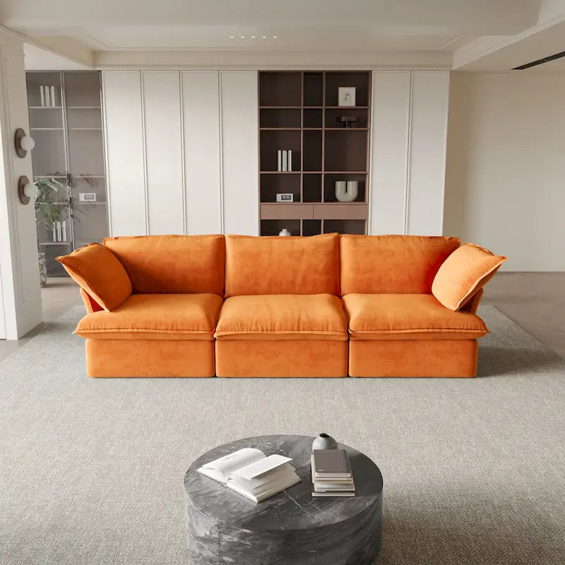 Canapé en velours, Rouge / Orange / Bleu / Vert, 3 ou 4 places