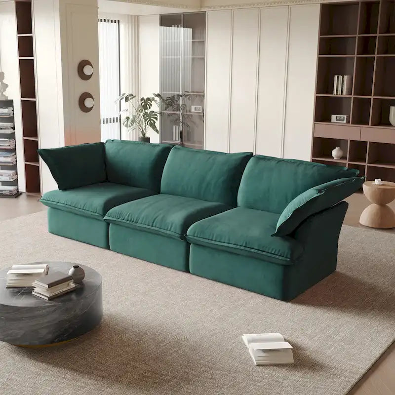 Canapé en velours, Rouge / Orange / Bleu / Vert, 3 ou 4 places