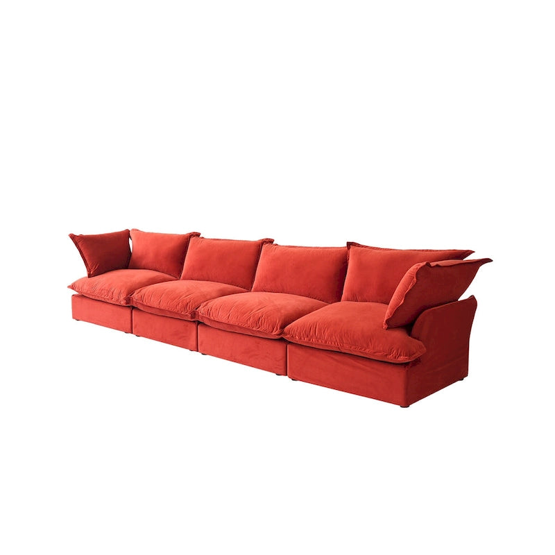 Canapé en velours, Rouge / Orange / Bleu / Vert, 3 ou 4 places