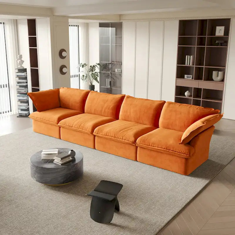 Canapé en velours, Rouge / Orange / Bleu / Vert, 3 ou 4 places