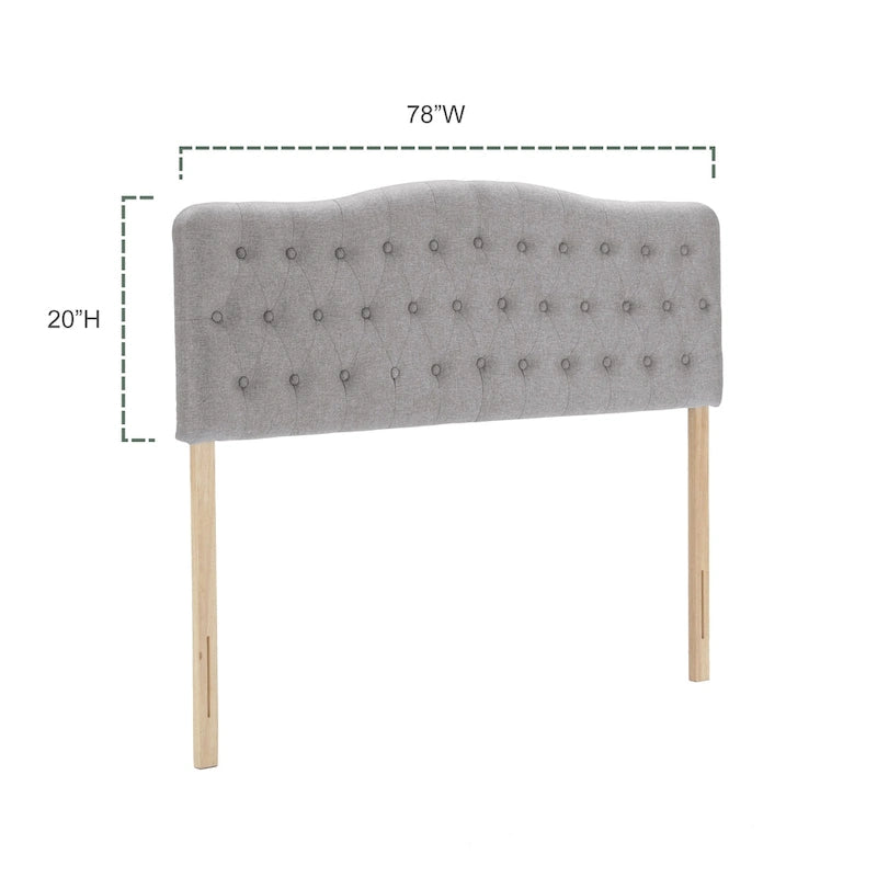 Tête de lit capitonnée en lin beige/gris pour grand lit avec hauteur réglable, 1 personne