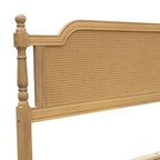 Cadre de lit plateforme en noyer / rotin blanc, King / Queen, aucun sommier tapissier requis