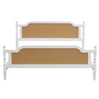 Cadre de lit plateforme en noyer / rotin blanc, King / Queen, aucun sommier tapissier requis