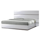 Lit plateforme laqué blanc et gris – Grand lit/Très grand lit